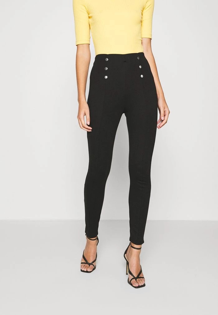 Pantalons ANNA FIELD Anna Field Punto Leggings With Button Detail Noir Femme | HCZ-7787446